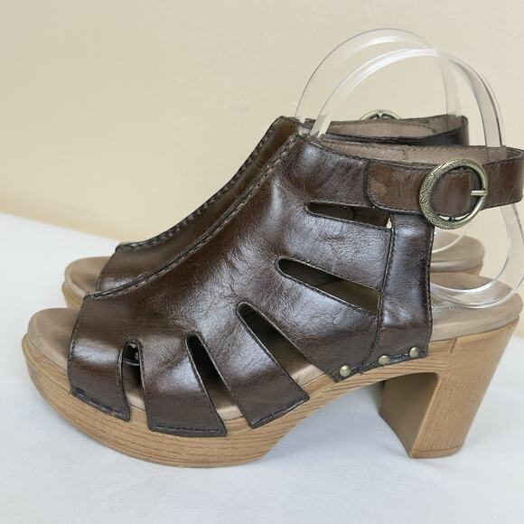 Dansko Demetra Brown Wooden Heel Sandals Women’s Size 38 - Picture 3 of 14